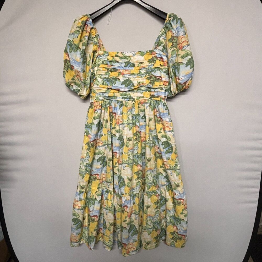 Abercrombie & Fitch Emerson Poplin Puff-Sleeve Midi Dress Size Large D136 -2